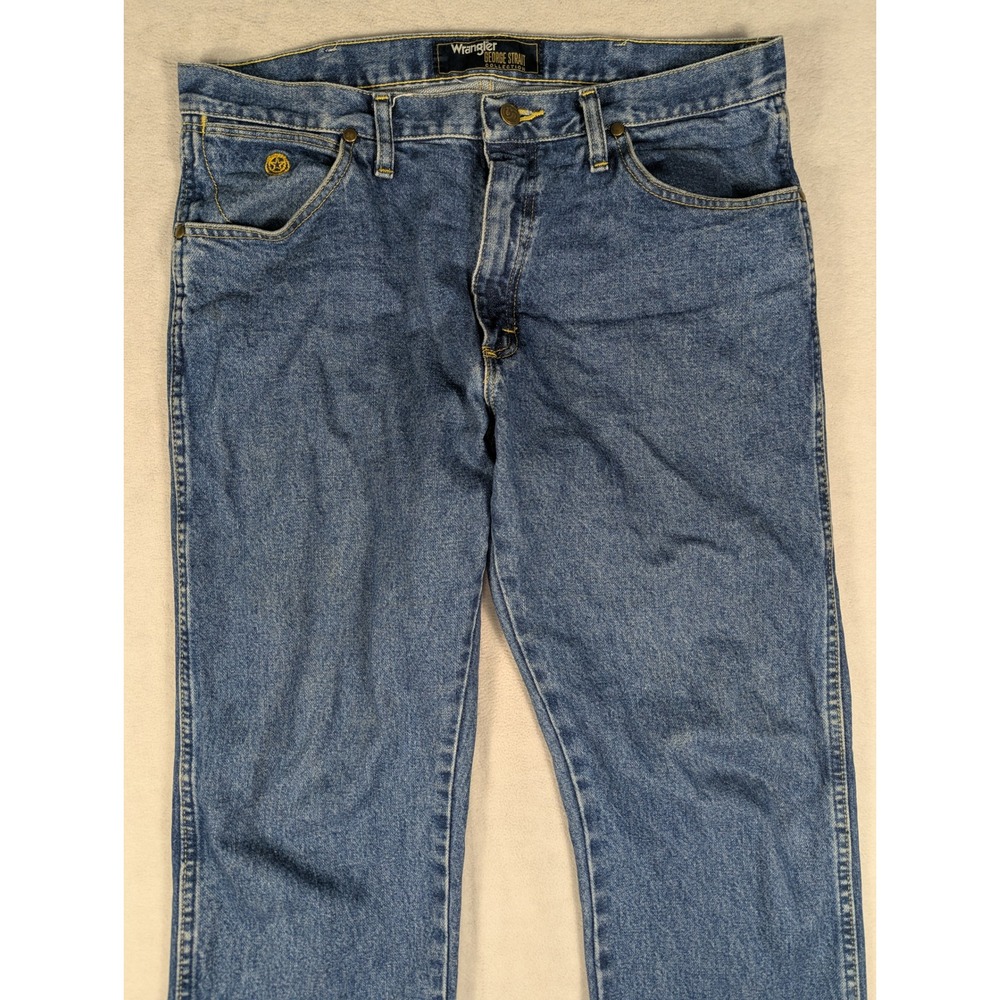 Wrangler George Strait Collection Mens Blue Jeans Size 34 1013MGSHD Straight Leg - Picture 3 of 8